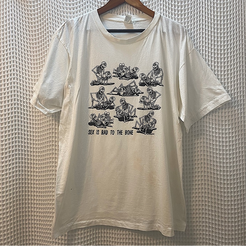 Vintage Expressions 🪦 ☠️ Sex is Bad to the Bone T Shirt (Fashion Victim rip)